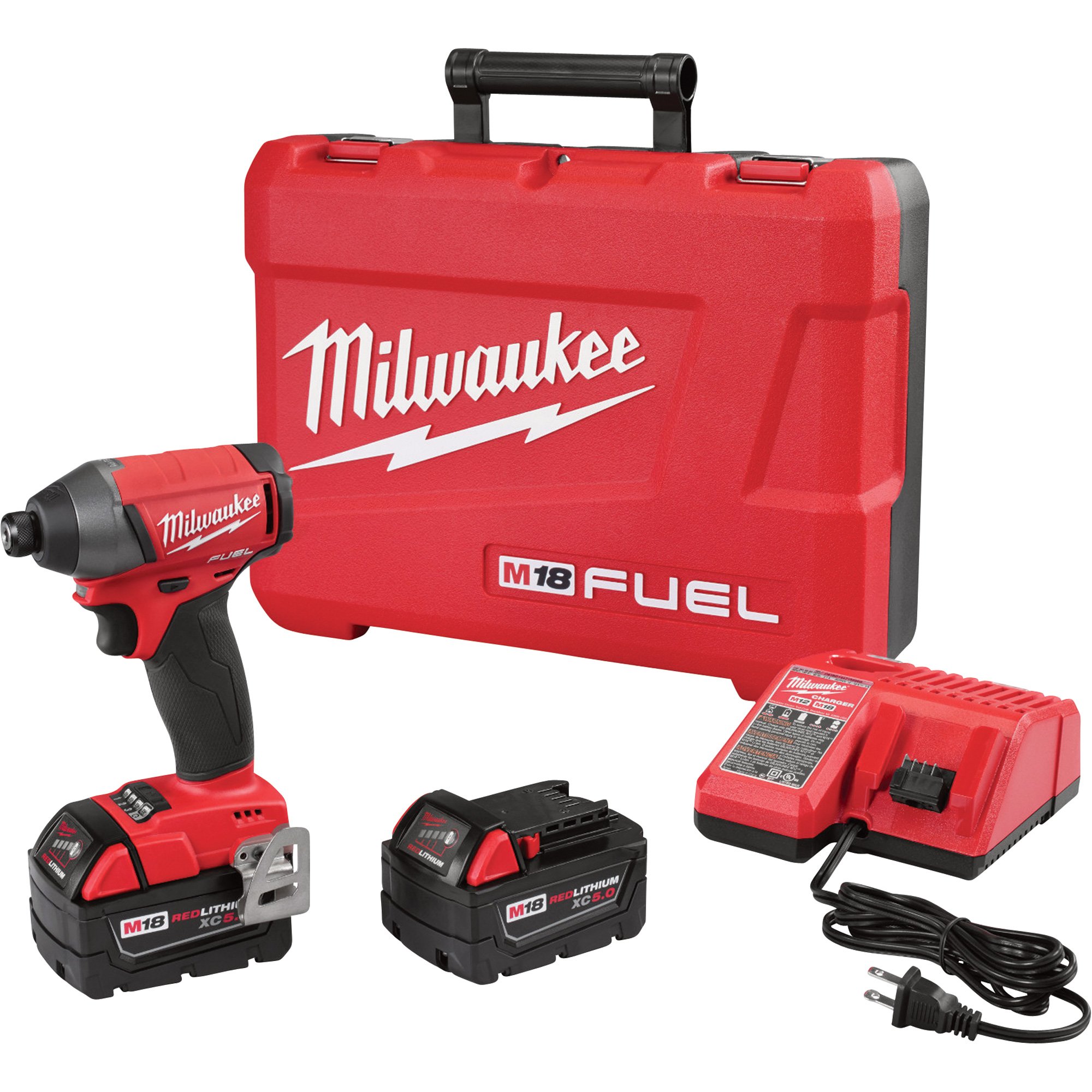 Milwaukee M18 FUEL Cordless Impact Driver Kit — 1/4in. Hex, 150 Ft.-Lbs. Torque, 2 Batteries, Model# 2753-22